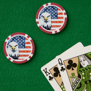 Grunge Style Design Eagle auf amerikanischer Flagg Pokerchips