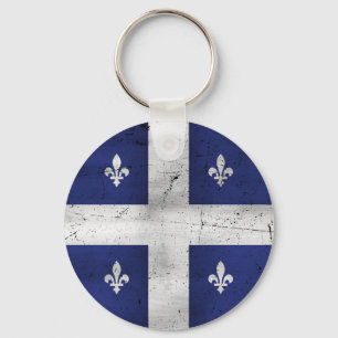 Grunge-Style-Fahne von Québec erodiert Schlüsselanhänger