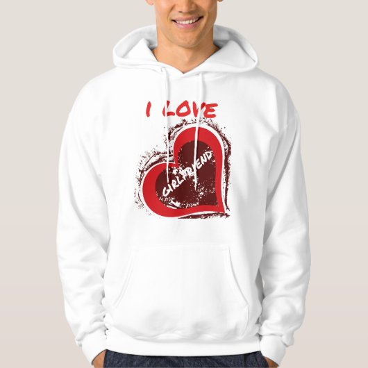 Grunge Style I Love My Girlfriend Heart Design Hoodie (Vorderseite)