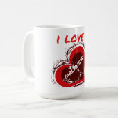 Grunge Style I Love My Girlfriend Heart Design Kaffeetasse (Vorderseite Links)