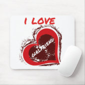 Grunge Style I Love My Girlfriend Heart Design Mousepad (Mit Mouse)