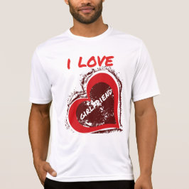 Grunge Style I Love My Girlfriend Heart Design T-Shirt