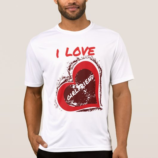 Grunge Style I Love My Girlfriend Heart Design T-Shirt (Vorderseite)