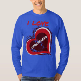 Grunge Style I Love My Girlfriend Heart Design T-Shirt