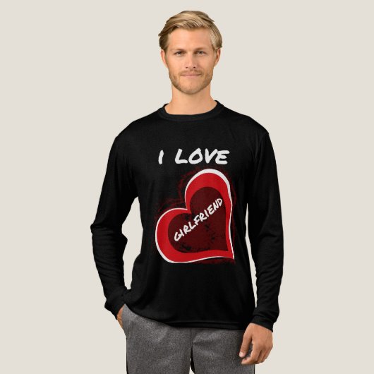 Grunge Style I Love My Girlfriend Heart Design Tri-Blend Shirt (Volle Vorderseite)
