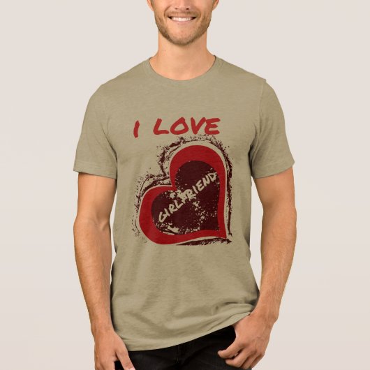 Grunge Style I Love My Girlfriend Heart Design Tri-Blend Shirt (Vorderseite)