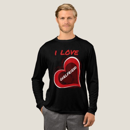 Grunge Style I Love My Girlfriend Heart Design Tri-Blend Shirt (Volle Vorderseite)