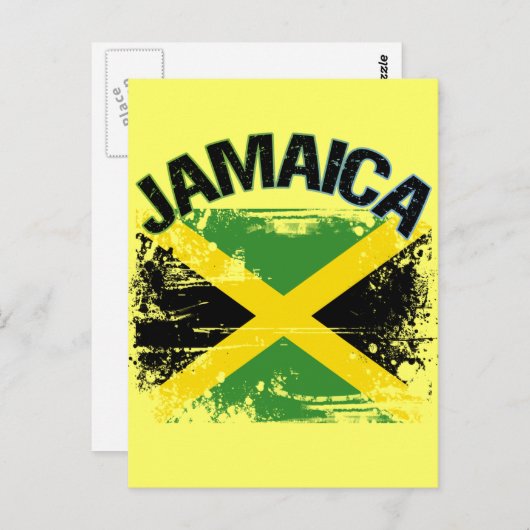 Grunge Style Jamaica Flag Design Postkarte (Vorne/Hinten)