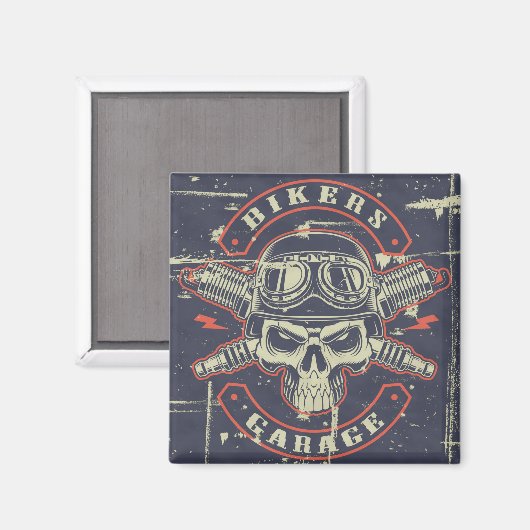 Grunge Style Motorrad Design Magnet (Vorderseite/Rückseite)