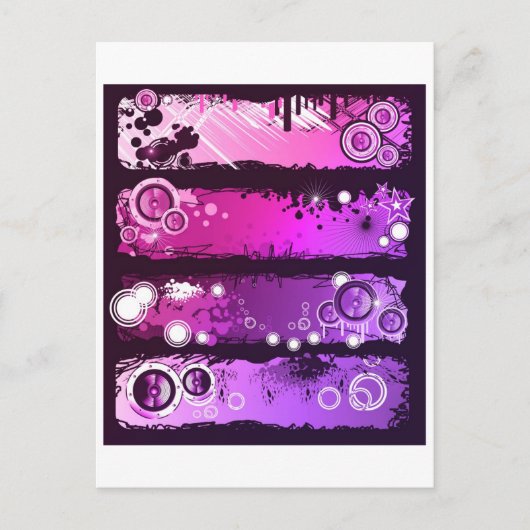 Grunge Style Music Banner 3 Postkarte (Vorderseite)