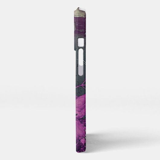 Grunge Style Paper like Deep Lila Anemone Blume iPhone Hülle (Linke Seite)