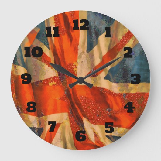 Grunge Style Union Jack British Flag Illustration Große Wanduhr (Vorderseite)