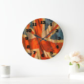 Grunge Style Union Jack British Flag Illustration Große Wanduhr (Zuhause)