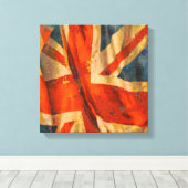 Grunge Style Union Jack British Flag Waving Leinwanddruck (Insitu (Holzboden))