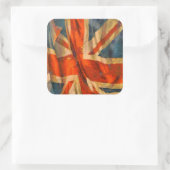 Grunge Style Union Jack British Flag Waving Quadratischer Aufkleber (Tasche)