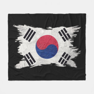 Grunge Südkorea flagge, Brush stroke, Südkorea Fleecedecke