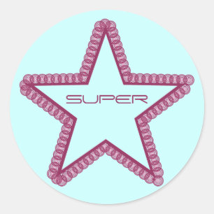 Grunge Superstar Stickers, Fuchsia Runder Aufkleber
