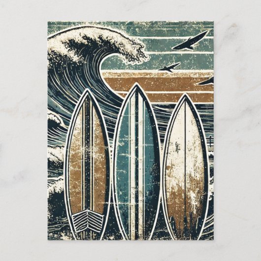 Grunge Surfen Postkarte (Vorderseite)