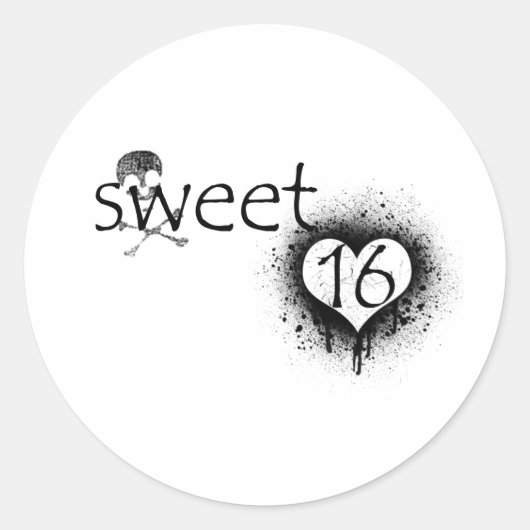 Grunge "Sweet 16" Design Runder Aufkleber (Vorderseite)
