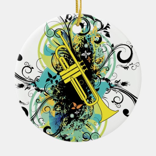 Grunge Swirl Trumpet Keramik Ornament (Vorne)