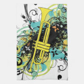 Grunge Swirl Trumpet Küchentuch (Vertikal)