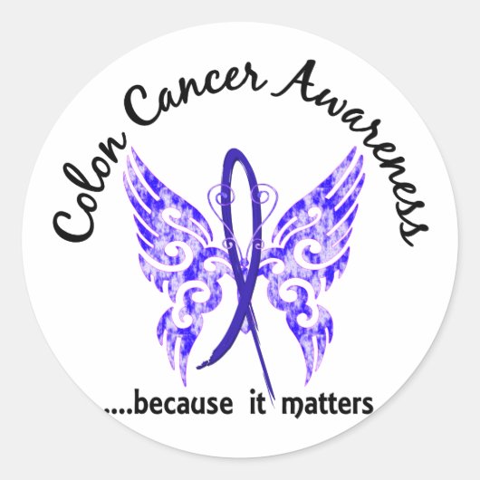 Grunge Tattoo Butterfly 6,1 Colon Cancer Runder Aufkleber (Vorderseite)