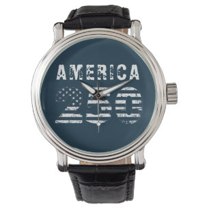 Grunge Text America 250 Blue eWatch Uhr