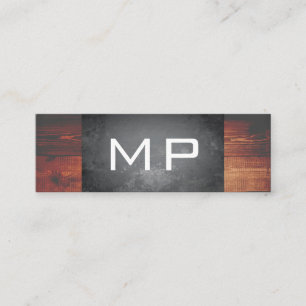 Grunge Textur Rustikale Holz Monogramm Mini Visitenkarte