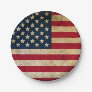 Grunge-Textur Vintage-USA-Flagge Unabhängigkeitsta Pappteller