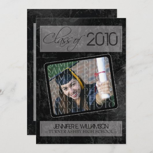 Grunge Texture Abschluss Ankündigung (schwarz) (Vorne/Hinten)