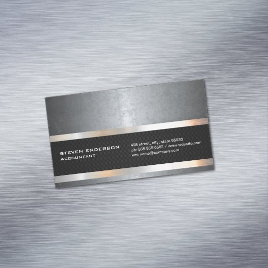 Grunge Texture | Black Mesh Silver Metallic Trim Magnetische Visitenkarte (Beispiel)