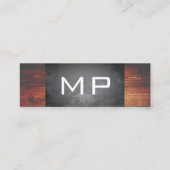 Grunge Texture Rustic Wood Monogram Mini Visitenkarte (Vorderseite)