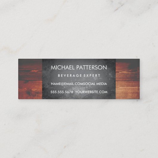 Grunge Texture Rustic Wood Monogram Mini Visitenkarte (Rückseite)