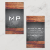 Grunge Texture Rustic Wood Monogram Visitenkarte (Vorne/Hinten)