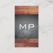 Grunge Texture Rustic Wood Monogram Visitenkarte (Vorderseite)