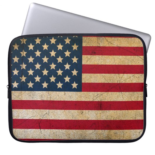 Grunge Textured American Flag Laptop Sleeves (Vorderseite)