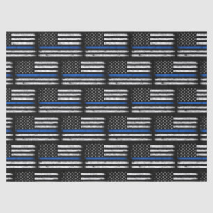 Grunge Thin Blue Line Polizeibeamter - Zurückstell Seidenpapier