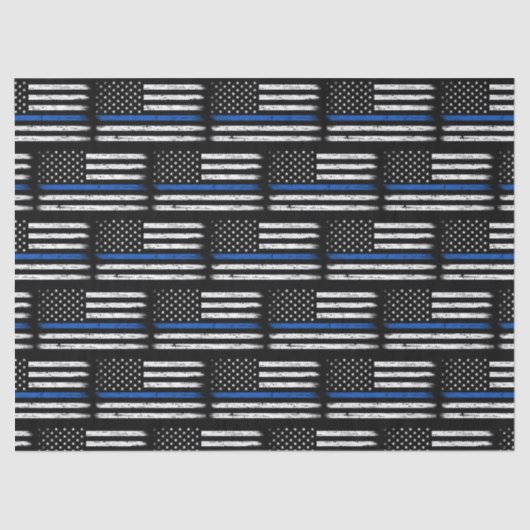 Grunge Thin Blue Line Polizeibeamter - Zurückstell Seidenpapier (Vorderseite)