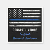 Grunge Thin Blue Line Polizeibeamter - Zurückstell Serviette (Vorderseite)