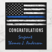 Grunge Thin Blue Line Polizeibeamter - Zurückstell Weinetikett (Einzelnes Label)