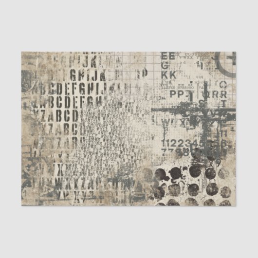 Grunge Tissue Paper with Letters and Numbers Seidenpapier (Vorderseite)
