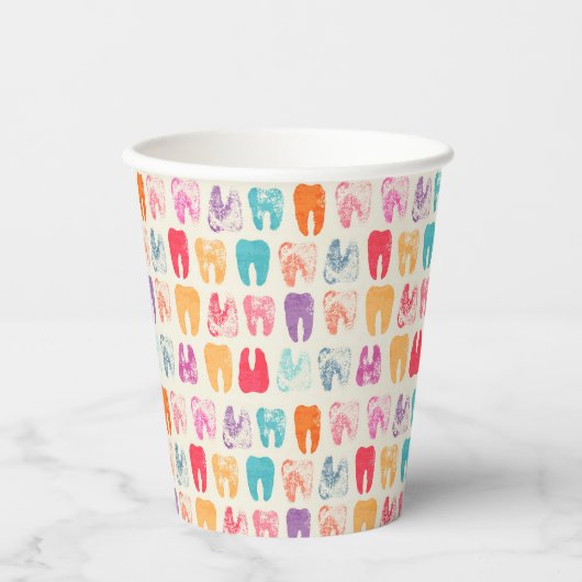 Grunge Tooth Pattern Pappbecher (Vorderseite)