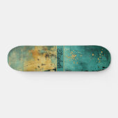 Grunge Türkis und Imitate Gold Glitzer Sparkor Skateboard (Horizontal)