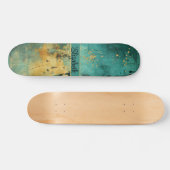 Grunge Türkis und Imitate Gold Glitzer Sparkor Skateboard (Horizontal)