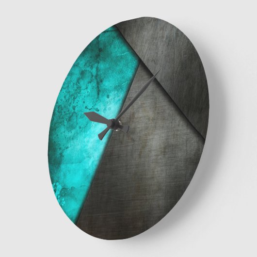 Grunge Turquoise Metal Round Clock Große Wanduhr (Winkel)