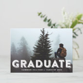 Grunge Typografie Foto Abschluss Einladung (Stehend Vorderseite)