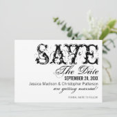Grunge Typografie Save the Date, Schwarz Date (Stehend Vorderseite)