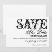 Grunge Typografie Save the Date, Schwarz Date (Vorne/Hinten)