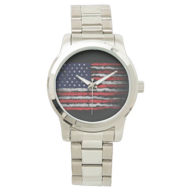 Grunge U.S.A.-Flagge Armbanduhr (Vorderseite)