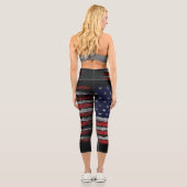 Grunge U.S.A.-Flagge Capri Leggings (Rückseite)